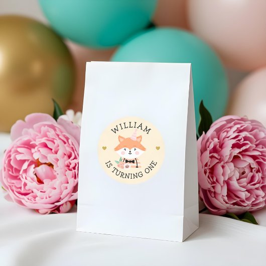 Niedlich Adorable baby Fox Party Animal Runder Aufkleber