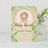 Niedlich Adorable Baby Lion Crown Blätter Einladung (Stehend Vorderseite)