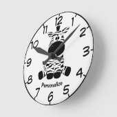 Niedlich & Adorable Baby Zebra Cartoon Schwarz-wei Runde Wanduhr (Winkel)
