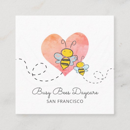 Niedlich Adorable Bestie Hummeln Tagesbetreuung Quadratische Visitenkarte (Vorderseite)