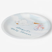 Niedlich Adorable Birds Carry Girls Babydusche Pappteller (Schrägansicht)