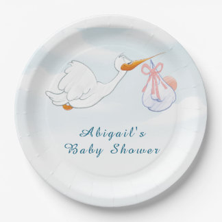 Niedlich Adorable Birds Carry Girls Babydusche Pappteller