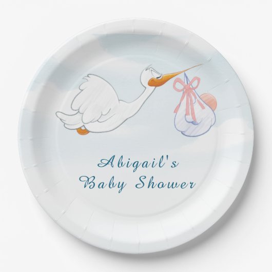 Niedlich Adorable Birds Carry Girls Babydusche Pappteller (Vorderseite)