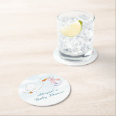 Niedlich Adorable Birds Carry Girls Babydusche Runder Pappuntersetzer (Vor Ort)