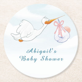 Niedlich Adorable Birds Carry Girls Babydusche Runder Pappuntersetzer