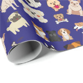 Niedlich Adorable Blue Dogs Musterpapier Geschenkpapier (Rolleneckpunkt)