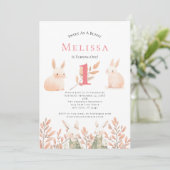 Niedlich Adorable Bunny Girls Einladung zum 1. Geb (Stehend Vorderseite)