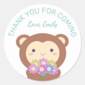Niedlich Adorable Cartoon Affe Danke, dass ihr gek Runder Aufkleber (Vorderseite)