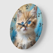 Niedlich Adorable Cat Portrait Große Wanduhr (Winkel)