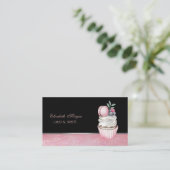 Niedlich Adorable Elegante ,Macaron Cupcake Bäcker Visitenkarte (Stehend Vorderseite)
