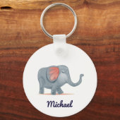 Niedlich Adorable Elephant personalisierte benutze Schlüsselanhänger (Vorderseite)