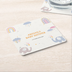Niedlich Adorable Elephant Rainbow Girls Baby Dusc Rechteckiger Pappuntersetzer