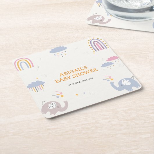 Niedlich Adorable Elephant Rainbow Girls Baby Dusc Rechteckiger Pappuntersetzer (angewinkelt)