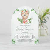 Niedlich Adorable florale Sloth Girl Arch Babydusc Einladung (Stehend Vorderseite)