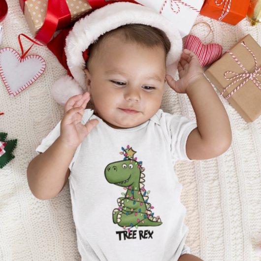 Niedlich Adorable frohe Weihnachtsbaum REX Baby T-shirt