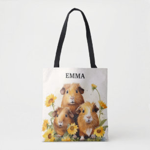Niedlich Adorable Guinea Schweine mit Blume Indivi Tasche