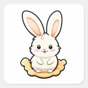 Niedlich Adorable Kaninchen Quadratischer Aufkleber