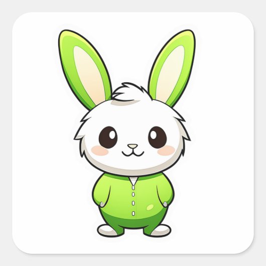Niedlich Adorable Kaninchen Quadratischer Aufkleber (Vorderseite)