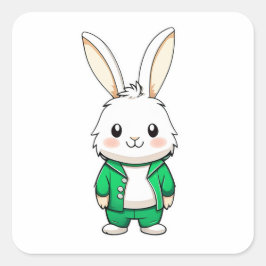 Niedlich Adorable Kaninchen Quadratischer Aufkleber