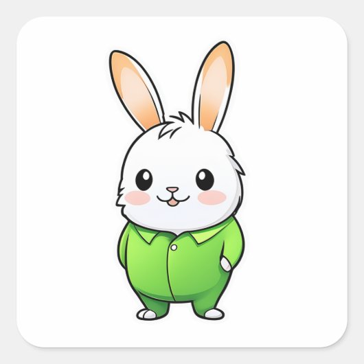 Niedlich Adorable Kaninchen Quadratischer Aufkleber (Vorderseite)