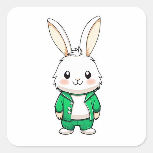 Niedlich Adorable Kaninchen Quadratischer Aufkleber (Vorderseite)