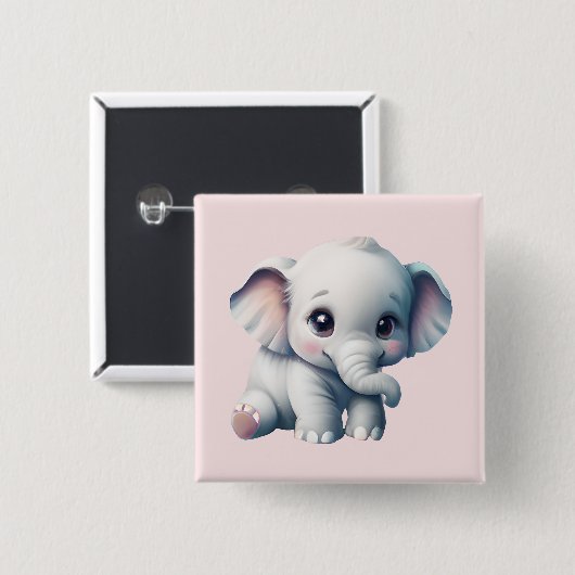 Niedlich Adorable Kawaii Baby Elephant Button (Vorne & Hinten)