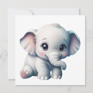 Niedlich Adorable Kawaii Baby Elephant Einladung