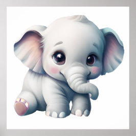 Niedlich Adorable Kawaii Baby Elephant Poster