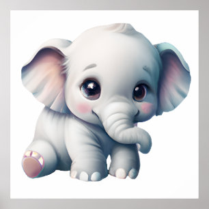 Niedlich Adorable Kawaii Baby Elephant Poster