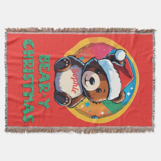 Niedlich Adorable Kawaii Chibi Bär y Weihnachtsbär Decke (Vorderseite)