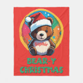 Niedlich Adorable Kawaii Chibi Bär y Weihnachtsbär Fleecedecke (Vorderseite)