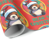 Niedlich Adorable Kawaii Chibi Bär y Weihnachtsbär Geschenkpapier (Rolleneckpunkt)
