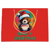 Niedlich Adorable Kawaii Chibi Bär y Weihnachtsbär Große Geschenktüte (Vorderseite)
