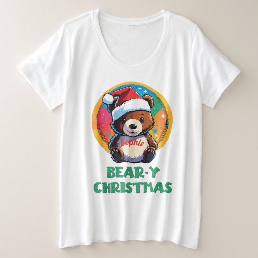 Niedlich Adorable Kawaii Chibi Bär y Weihnachtsbär Große Größe T-Shirt (Design vorne)