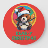 Niedlich Adorable Kawaii Chibi Bär y Weihnachtsbär Große Wanduhr (Vorderseite)