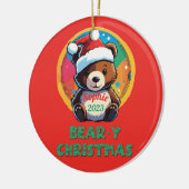 Niedlich Adorable Kawaii Chibi Bär y Weihnachtsbär Keramik Ornament (Links)