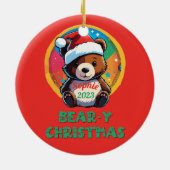 Niedlich Adorable Kawaii Chibi Bär y Weihnachtsbär Keramik Ornament (Hinten)