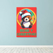 Niedlich Adorable Kawaii Chibi Bär y Weihnachtsbär Leinwanddruck (Insitu (Holzboden))