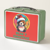 Niedlich Adorable Kawaii Chibi Bär y Weihnachtsbär Metall Brotdose (Vorderseite)