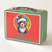 Niedlich Adorable Kawaii Chibi Bär y Weihnachtsbär Metall Brotdose (Rückseite)