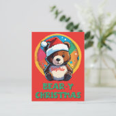 Niedlich Adorable Kawaii Chibi Bär y Weihnachtsbär Postkarte (Stehend Vorderseite)