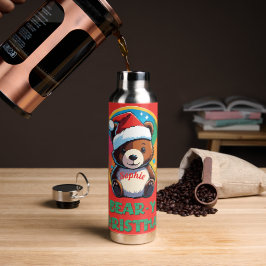 Niedlich Adorable Kawaii Chibi Bär y Weihnachtsbär Trinkflasche