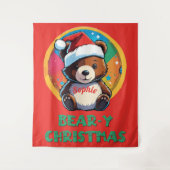 Niedlich Adorable Kawaii Chibi Bär y Weihnachtsbär Wandteppich (Vorderseite)