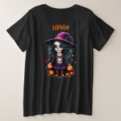 Niedlich Adorable Kawaii Halloween Hexe Große Größe T-Shirt (Design Rückseite)