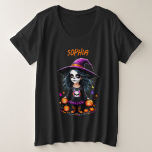 Niedlich Adorable Kawaii Halloween Hexe Große Größe T-Shirt
