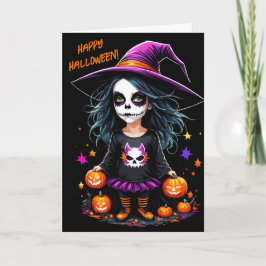 Niedlich Adorable Kawaii Halloween Hexe Karte
