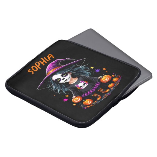 Niedlich Adorable Kawaii Halloween Hexe Laptopschutzhülle (Vorne Oben)