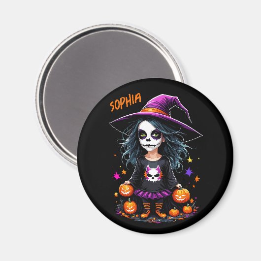 Niedlich Adorable Kawaii Halloween Hexe Magnet (Vorderseite/Rückseite)
