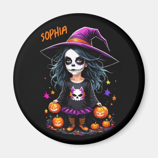 Niedlich Adorable Kawaii Halloween Hexe Magnet (Vorne)