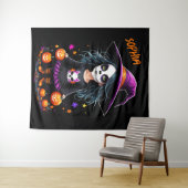 Niedlich Adorable Kawaii Halloween Hexe Wandteppich (Beispiel (Horizontal))